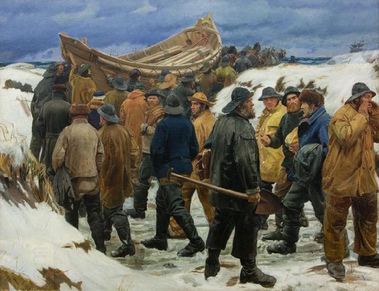Michael Ancher The Lifeboat is Taken through the Dunes China oil painting art